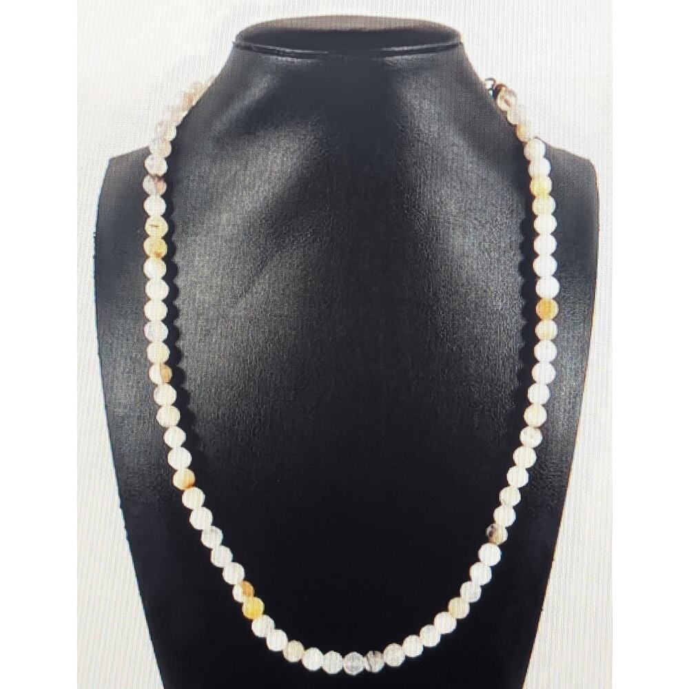 Vintage Jay King DTR Signed Agate Beaded Gemstone 925 Silver 20" Necklace 23.8g